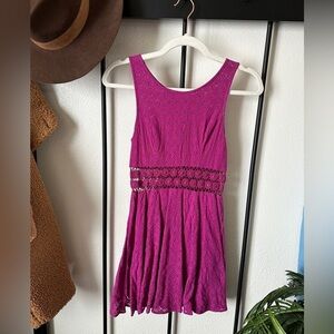 Vintage free people purple daisy cut out lace romantic sleeveless mini dress